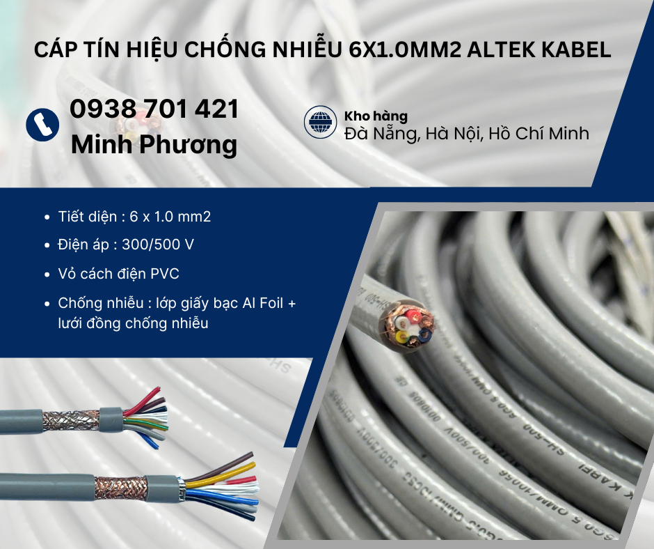 Cáp tín hiệu chống nhiễu 6x1.0mm2 Altek Kabel Đà Nẵng, Hà Tĩnh, Quảng Bình